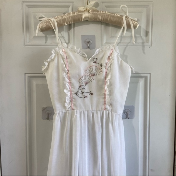 Vintage Candi Jones Lace Cottage Slip Dress Embroidered Prairie Floral Size 7 - Picture 5 of 14